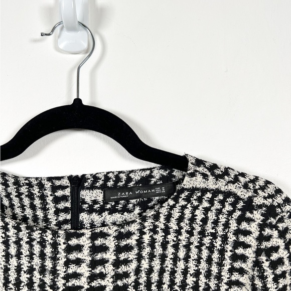 Zara Dress Womens Medium Black White Short Casual Party Lantern Sleeve Ladies - Picture 4 of 12